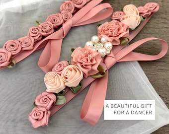 Blush Ballet Bun Wrap Gift Set, Pink Bun Flowers, Dance Recital Hair Accessory