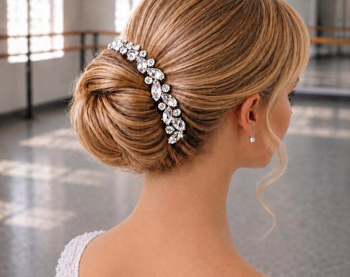 Silver Rhinestone Bun Wrap: Bridal Ballet Hair Piece