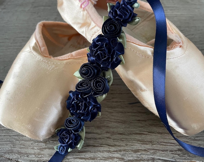 BunFlowerz Navy Blue BunWreath (Floral hairpiece, ballet wrap, hair garland, hair crown, bun crown, bun pin, bun flower, navy bunwrap)