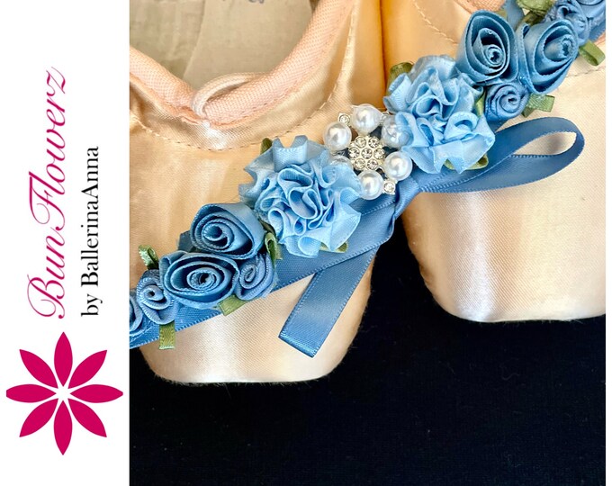 BunFlowerz Cinderella Wedgewood Blue Jewel BunWrap (giselle hairpiece, ballet wrap, floral hairpiece, hair garland, haircrown, blue bun pin)