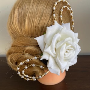 Ivory Rose Ballet Headpiece: Paquita Beaded Hair Flower