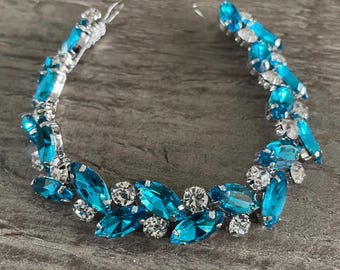 Blue Crystal BunWrap: Blue Rhinestone Ballet Hair Piece