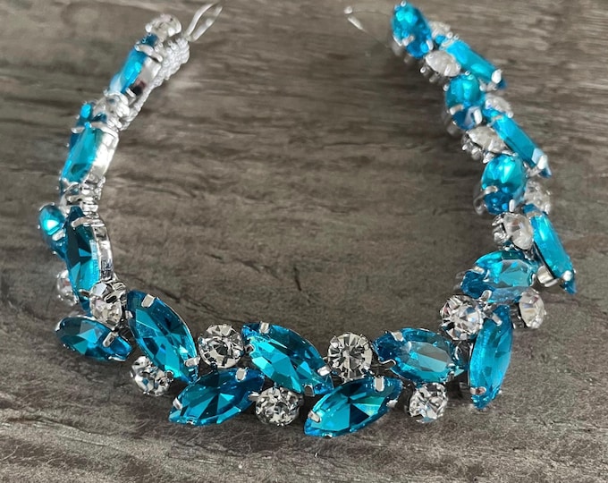 Blue Crystal BunWrap: Blue Rhinestone Ballet Hair Piece