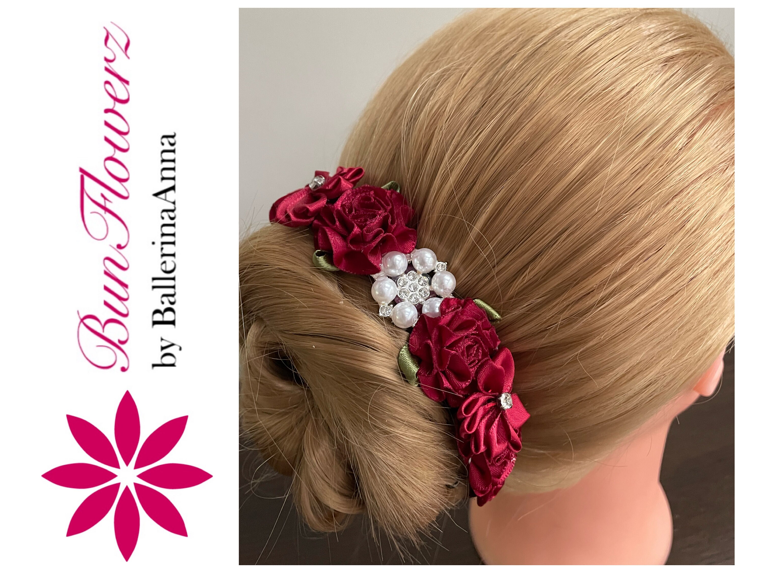 Red flower hair garland deals