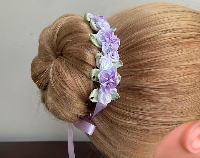 BunFlowerz Petals Lavender Floral BunWreath (lavender ballet wrap, lavender bunwrap, lavender bun flower, hair garland, purple bunwrap)