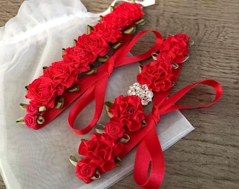 Red Ballet Bun Wrap  – Rhinestone BunWrap for Dance – Recital Hair Accessory