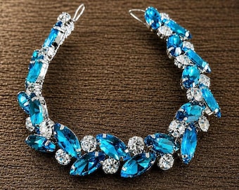 Blue Crystal BunWrap: Blue Rhinestone Ballet Hair Piece