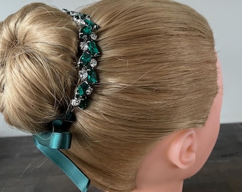 Green Rhinestone Bun Wrap: Esmerelda Ballet Hair Piece