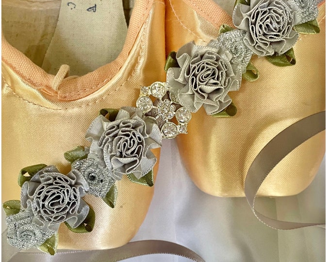 BunFlowerz Silver Jewel Floral BunWrap (ballet wrap, floral hairpiece, hair garland, hair crown, bun crown, bridal hair pin, bun flower)