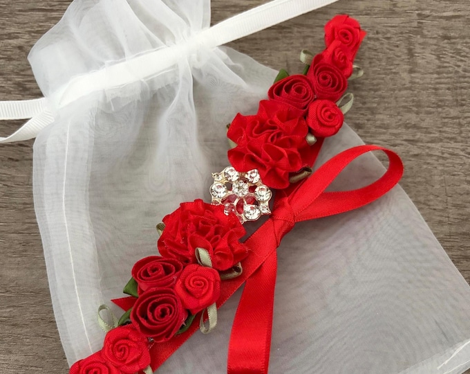 Red Rhinestone Ballet BunWrap: Dance Competition Hairpiece, Kitri Hair Piece