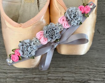 Mouse Nutcracker BunWreath, Pink and Gray Rhinestone ballet bun wrap