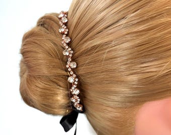 Rose Gold Rhinestone BunWrap for Ballet | Dance Performance Hairpiece | Recital Hair