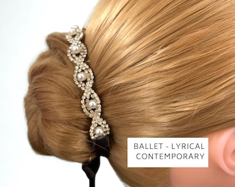 Pearl Rhinestone Ballet BunWrap – Classical Dance Hair Accessory – Competition Ballet Headpiece – Bun Crown