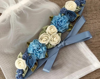 Blue Floral BunWrap: Giselle Ballet Bun Wreath, Blue Dance Hairpiece