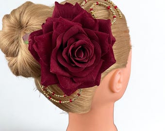 Burgundy Rose Ballet Headpiece: Paquita Hair Flower