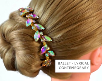 Gold AB Rhinestone BunWrap: Bridal Ballet Hair Piece