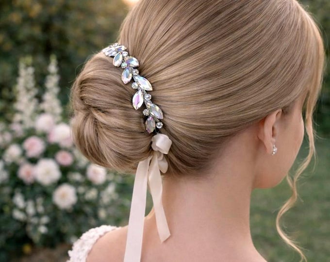 Bridal AB Rhinestone Bun Wrap – Crystal Wedding Hair Accessory for Bun | Elegant Bride Hairpiece