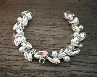 Beaded Rhinestone Bun Wrap: Bridal Ballet Pearl Hair Piece