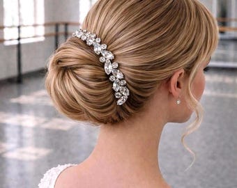 Silver Rhinestone Bun Wrap: Bridal Ballet Hair Piece