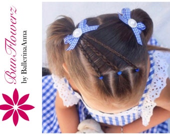 BunFlowerz Assorted Hair Bow BunClip (ballet bun pin, bun clip, gingham mini hair bow, ballet hair clip, ballet barrette))