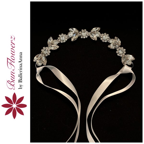Silver Rhinestone Bridal BunWrap (crystal ballet wrap, bridal crystal Bun Pin, diamond bun crown, ballet hairpiece, diamond bun wreath)