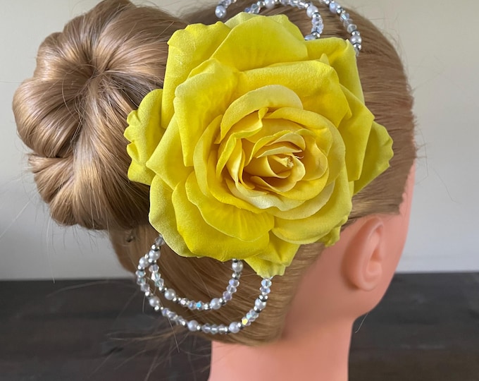 Yellow Rose Ballet Headpiece: Beaded Hair Flower