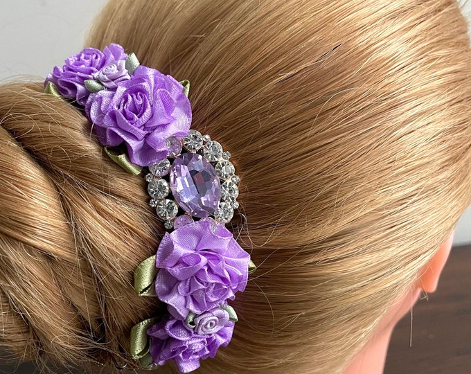 BunFlowerz Lilac Fairy Lavender Jewel BunPin (sugar plum tiara, ballet bunpin, hair garland, floral hairpiece, alexandrite bunpin, bun wrap)