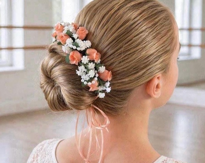 Orange Ballet Hair Wreath: Peach Ballet Head Piece, Coppelia Hairpiece