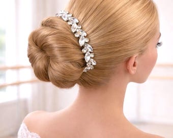 Silver Rhinestone Bun Wrap: Bridal Ballet Hair Piece