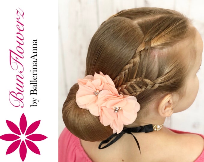 BunFlowerz Assorted Chiffon BunClips (ballet wraps, ballet clips, bun pins, chiffon hair flower, chiffon hair clip)