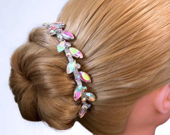 Silver AB Rhinestone Bun Wrap: Bridal Ballet Hair Piece