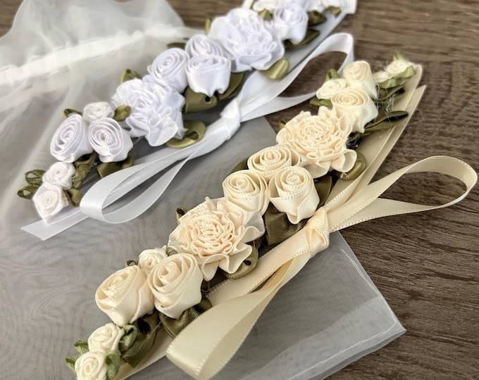 White & Ivory Rose Bun Wrap Collection – Ballet Bridal Hair Accessory