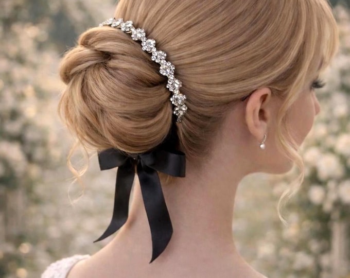 Classic Bridal Rhinestone Hairpiece | Minimalist Wedding Accessory for Bun | Delicate Crystal Bride Hair Vine