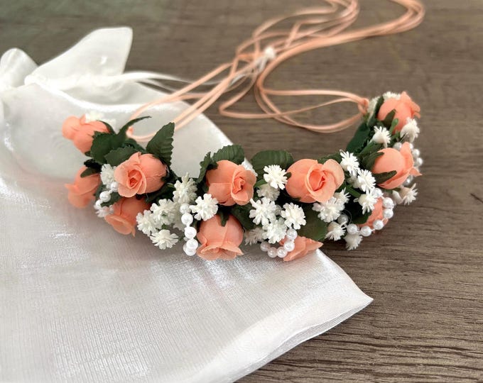 Orange Ballet Hair Garland: Peach Ballet Head Piece