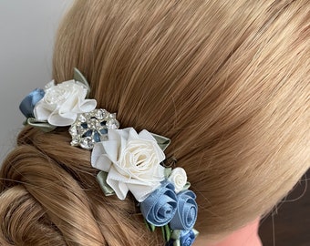 Wedgewood Blue Rhinestone Ballet BunWrap: Antique Blue Giselle Hairpiece