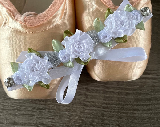 White and Silver BunWrap (flower girl hair piece, angel nutcracker)