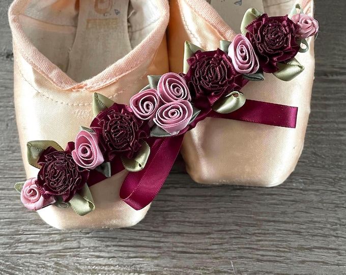 Burgundy Rose Bun Wrap, Ballet Hair Accessory