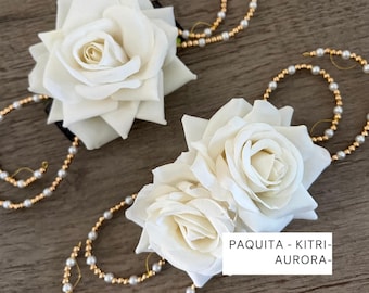 Ivory White Rose Ballet Headpiece: Paquita, Kitri, Aurora, Awakening of Flora Flower for Competitions
