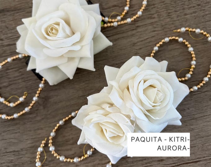 Ivory White Rose Ballet Headpiece: Paquita, Kitri, Aurora, Awakening of Flora Flower for Competitions