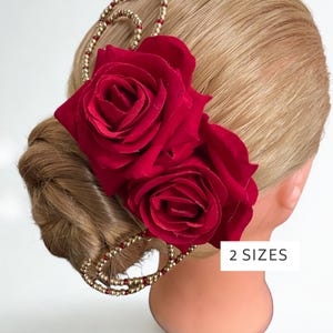 Red Rose Headpiece: Kitri Beaded Hair Flower for ballet, flamenco and latin competition dance