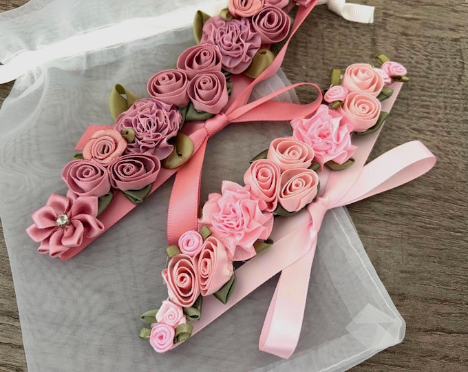 Blush Ballet Flower Hairpiece Collection, Bun Pink Wrap for Dance, Girls Recital Hair