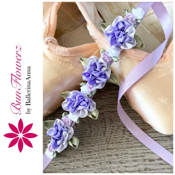 BunFlowerz Petals Lavender Floral BunWreath (lavender ballet wrap, lavender bunwrap, lavender bun flower, hair garland, purple bunwrap)