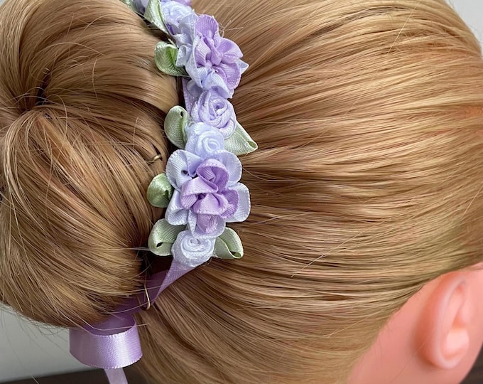 BunFlowerz Petals Lavender Floral BunWreath (lavender ballet wrap, lavender bunwrap, lavender bun flower, hair garland, purple bunwrap)