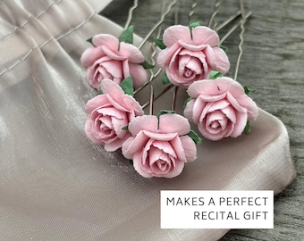 Pink Flower Hair Pins: Recital Gift for dancer
