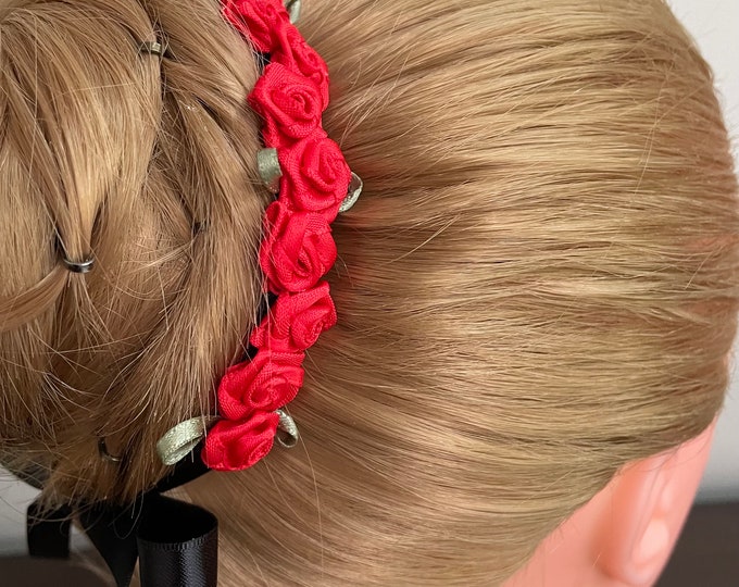 BunFlowerz Assorted Rosette BunWreaths (ribbon rose ballet wrap, bun wrap, ribbon roses hair crown, bun crown, hair garland, bunflowers)