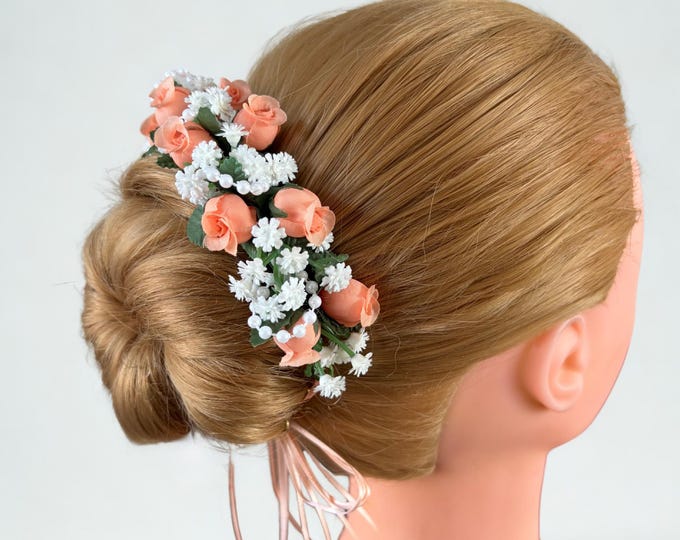 Orange Ballet Hair Wreath: Peach Ballet Head Piece, Coppelia Hairpiece
