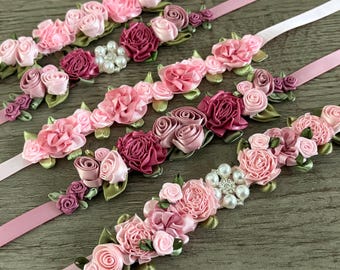Pink Ballet Flower Hairpiece Collection,Coppelia Bun Wrap for Dance, Girls Recital Hair