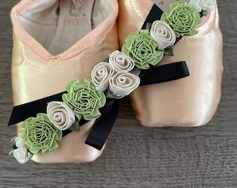 BunFlowerz Sage Green and Ivory BunWrap (Raymonda hairpiece, mint ballet wrap, floral garland, hair crown, bun crown, pastel green bun pin)