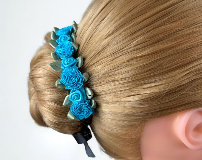 Turqoise Ballet Bun Wrap: Aqua hair garland