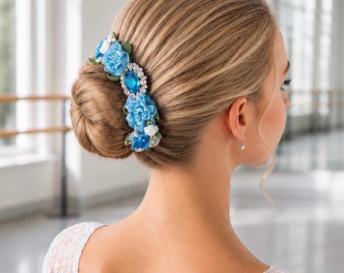 Blue, Lavender & Pink Ballet Bun Wrap Hairpiece Collection – Rhinestone BunWrap, Dance Recital Hair Accessory